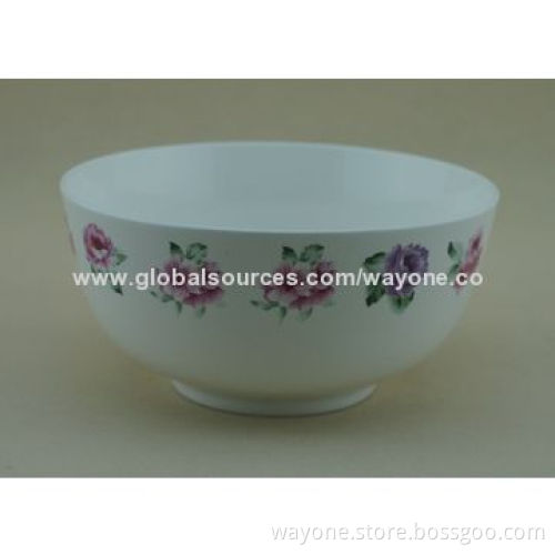 Plain White Decal Printed Bowl for Home, Hotel, Restaurant, Promotion, Food-safe, Light Blue Design